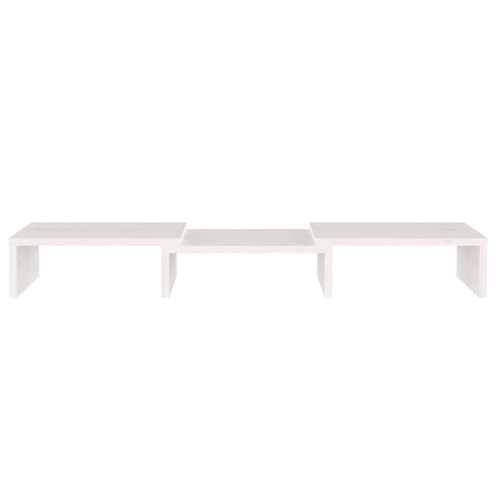 Monitorstandaard 60X24X10,5 Cm Massief Grenenhout Wit