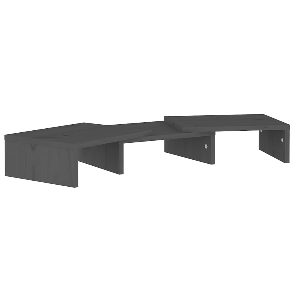 Monitorstandaard 60X24X10,5 Cm Massief Grenenhout Grijs