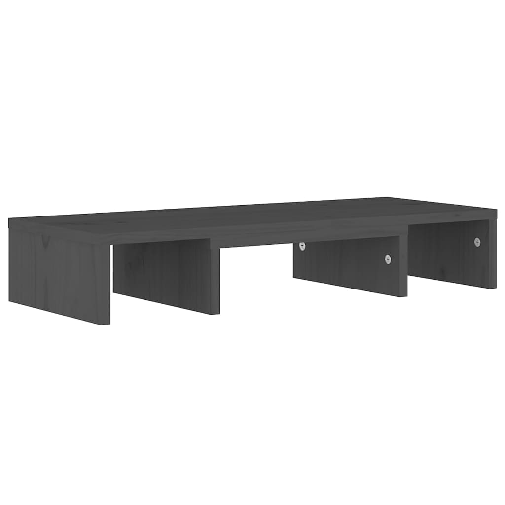 Monitorstandaard 60X24X10,5 Cm Massief Grenenhout Grijs