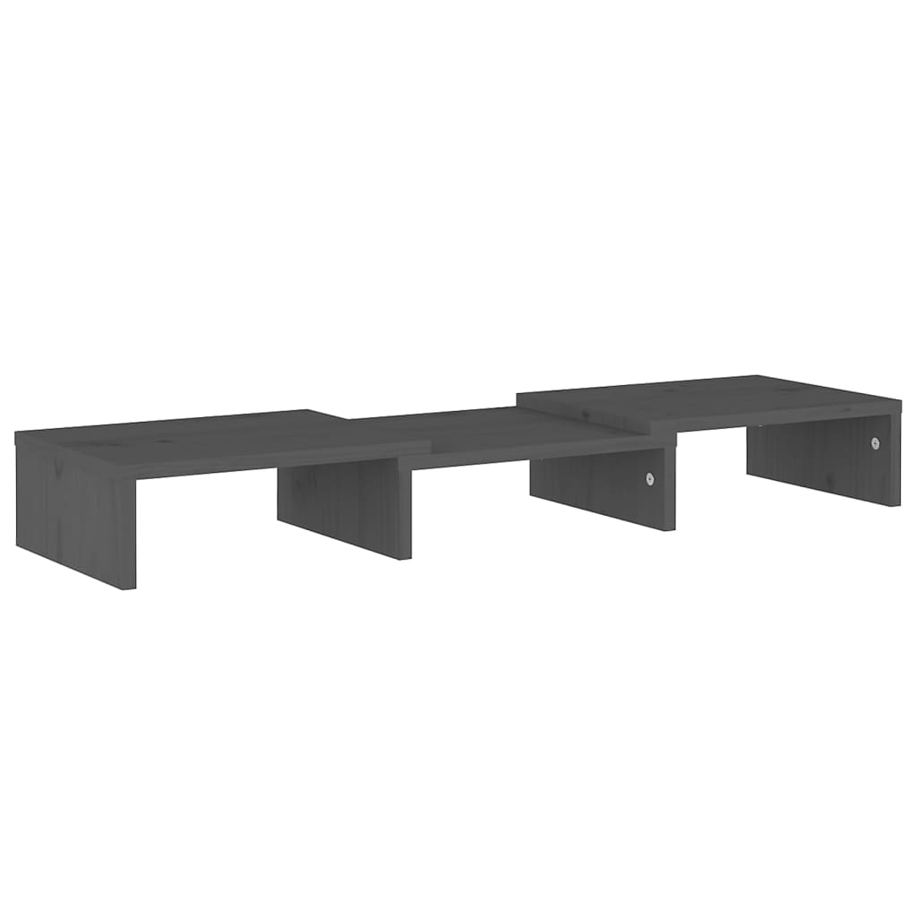 Monitorstandaard 60X24X10,5 Cm Massief Grenenhout Grijs