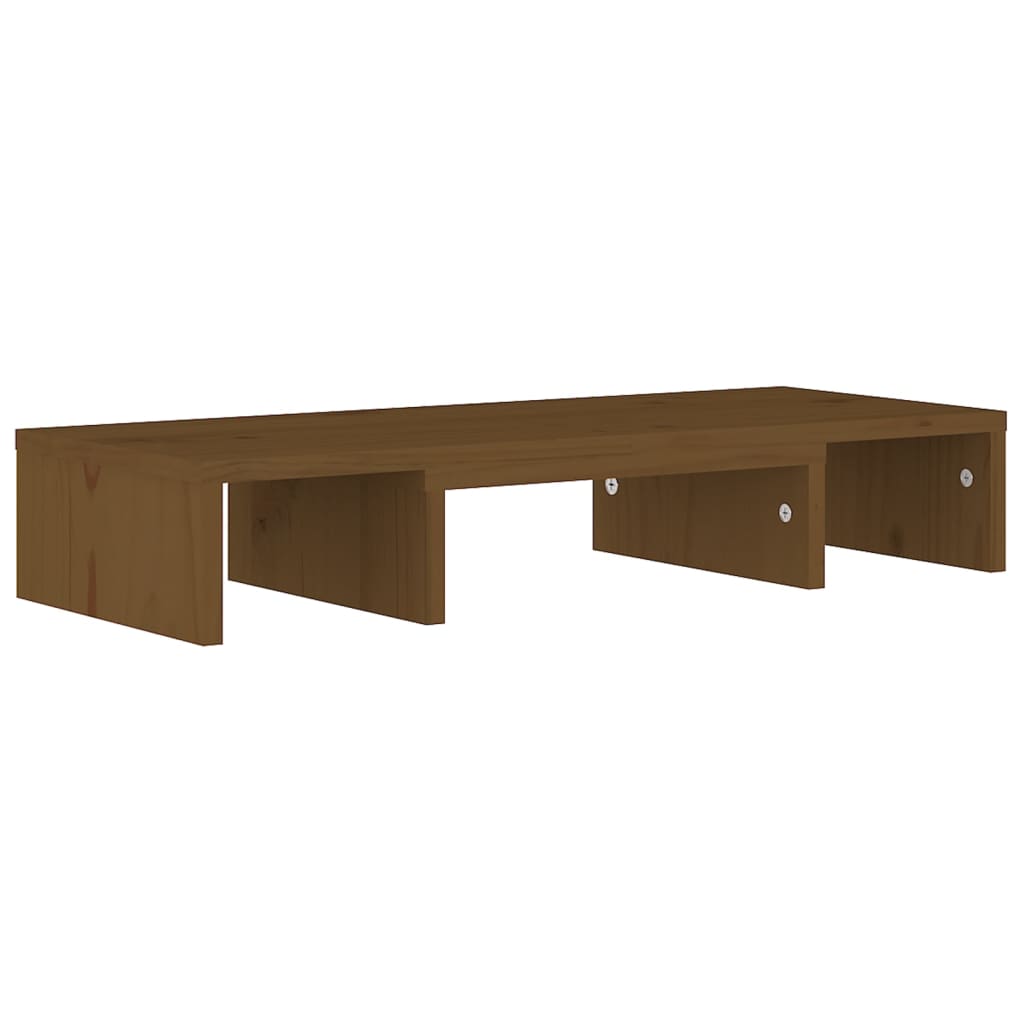 Monitorstandaard 60X24X10,5 Cm Massief Grenenhout Honingbruin