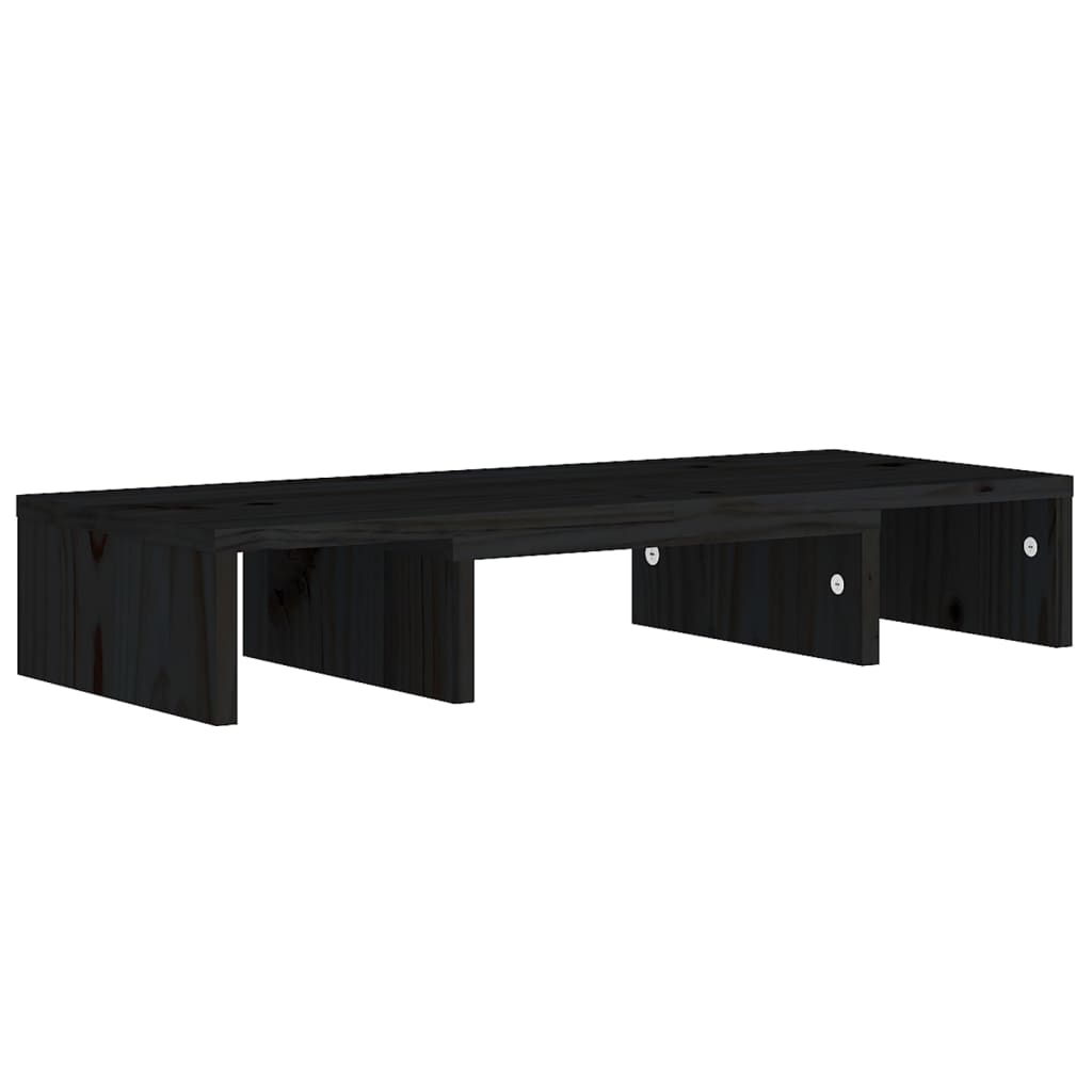 Monitorstandaard 60X24X10,5 Cm Massief Grenenhout Zwart