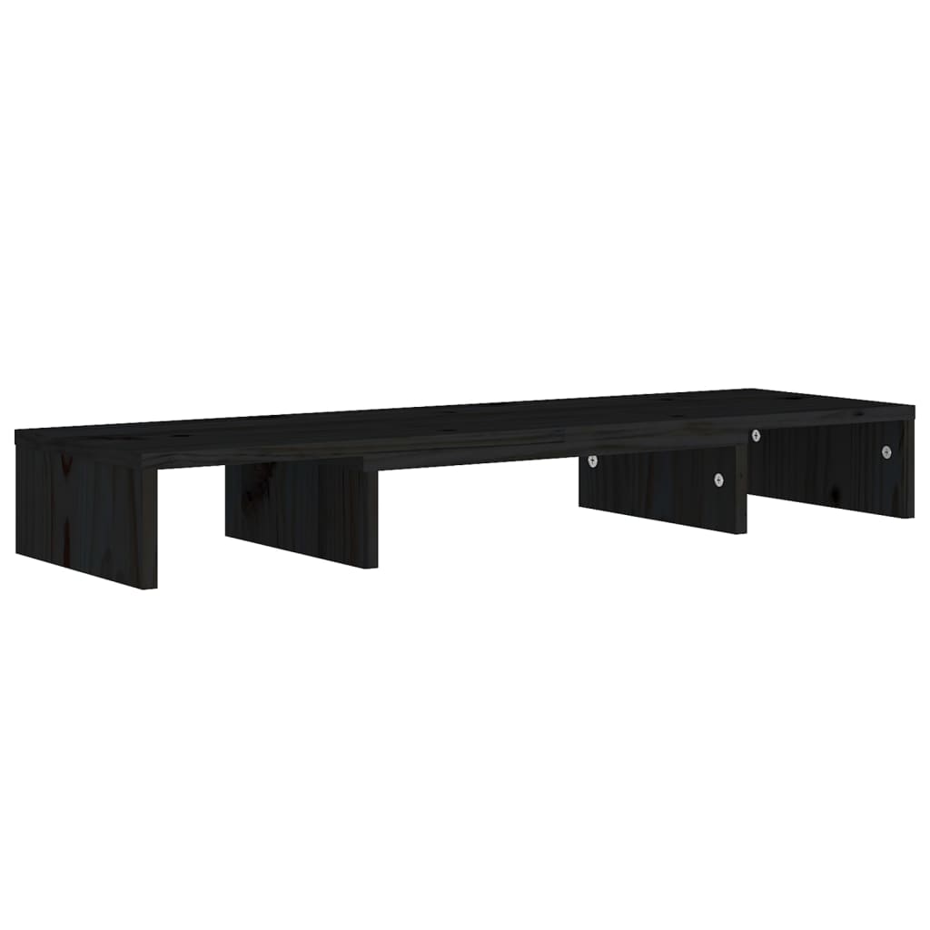 Monitorstandaard 80X24X10,5 Cm Massief Grenenhout Zwart
