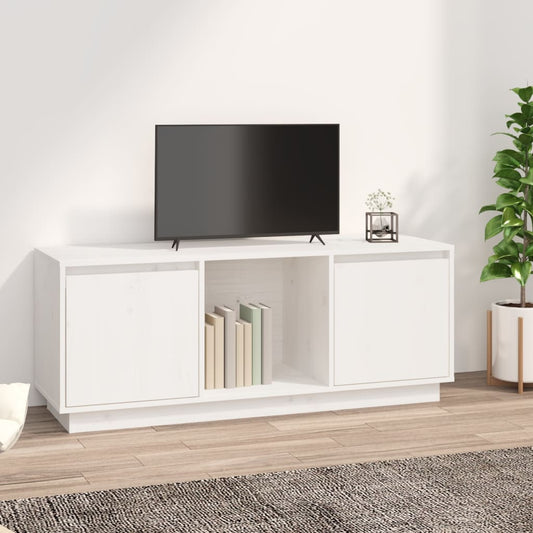 Tv-Meubel 110,5X35X44 Cm Massief Grenenhout Wit