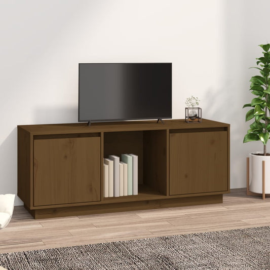 Tv-Meubel 110,5X35X44 Cm Massief Grenenhout Honingbruin