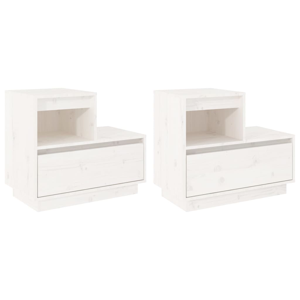 Nachtkastjes 2 St 60X34X51 Cm Massief Grenenhout Wit