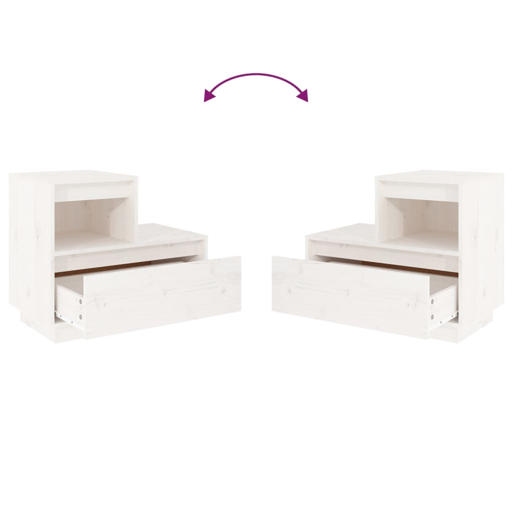 Nachtkastjes 2 St 60X34X51 Cm Massief Grenenhout Wit