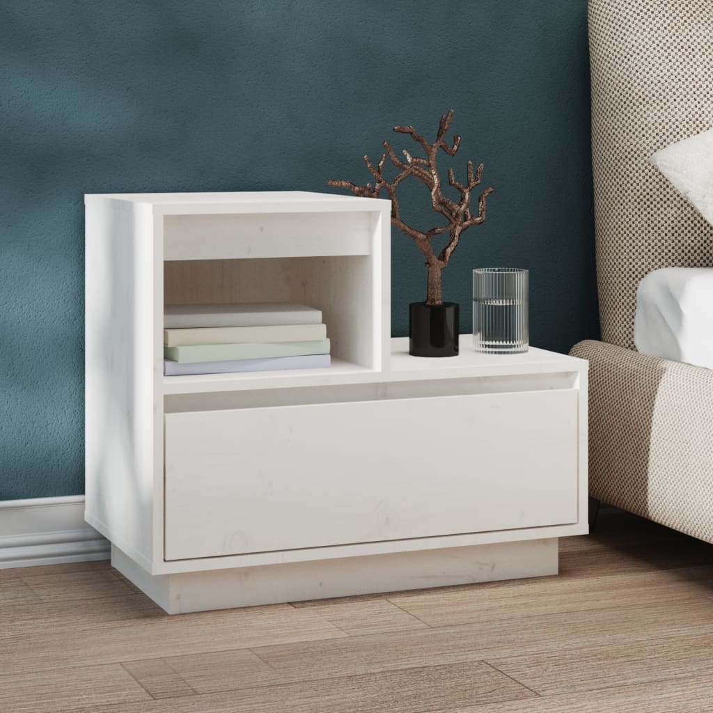 Nachtkastjes 2 St 60X34X51 Cm Massief Grenenhout Wit