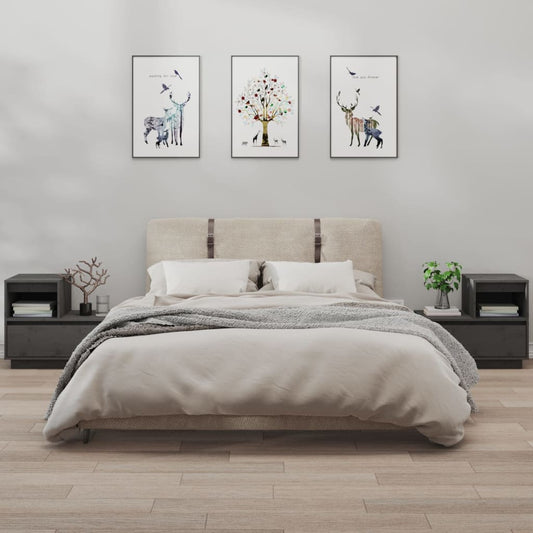 Nachtkastjes 2 St 60X34X51 Cm Massief Grenenhout Grijs