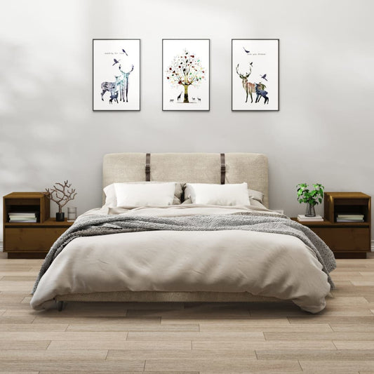 Nachtkastjes 2 St 60X34X51 Cm Massief Grenenhout Honingbruin