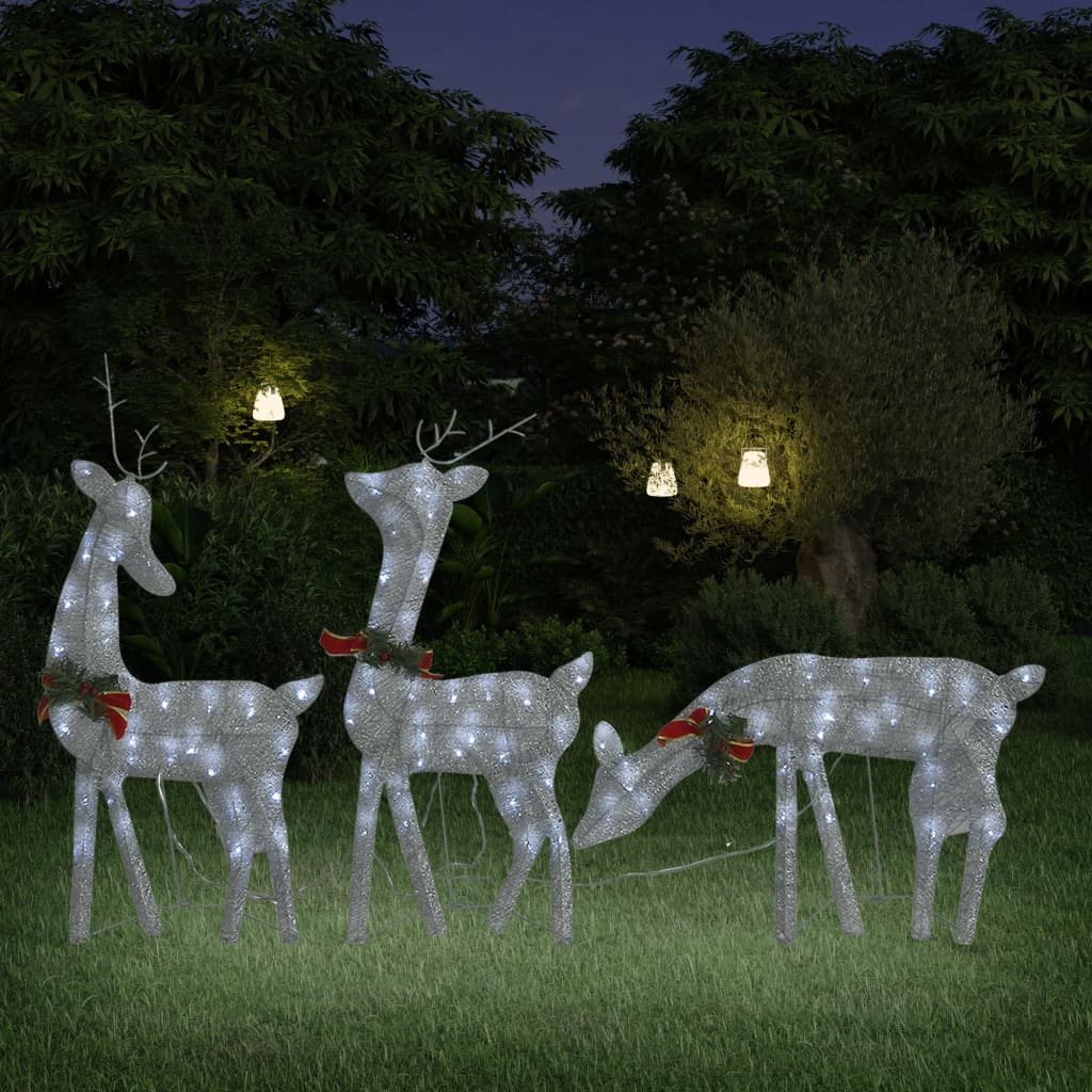 Rendierfamilie Kerstmis Koudwit 270X7X90 Cm Mesh Zilverkleurig