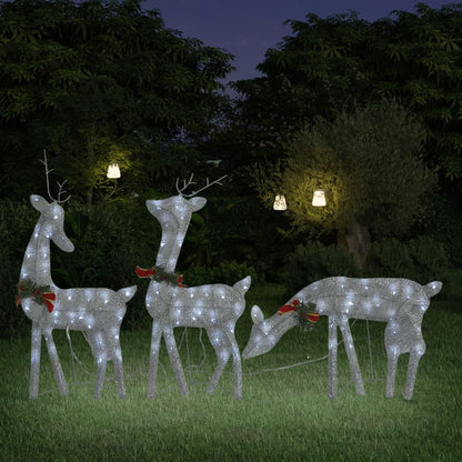 Rendierfamilie Kerstmis Koudwit 270X7X90 Cm Mesh Zilverkleurig