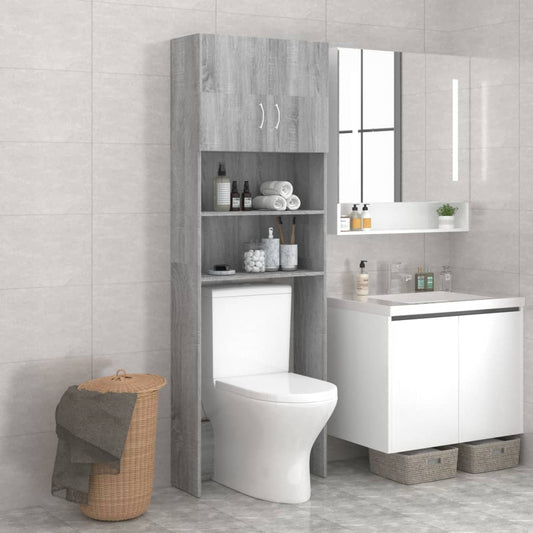 Wasmachinekast 64X25,5X190 Cm Grijs Sonoma Eikenkleurig