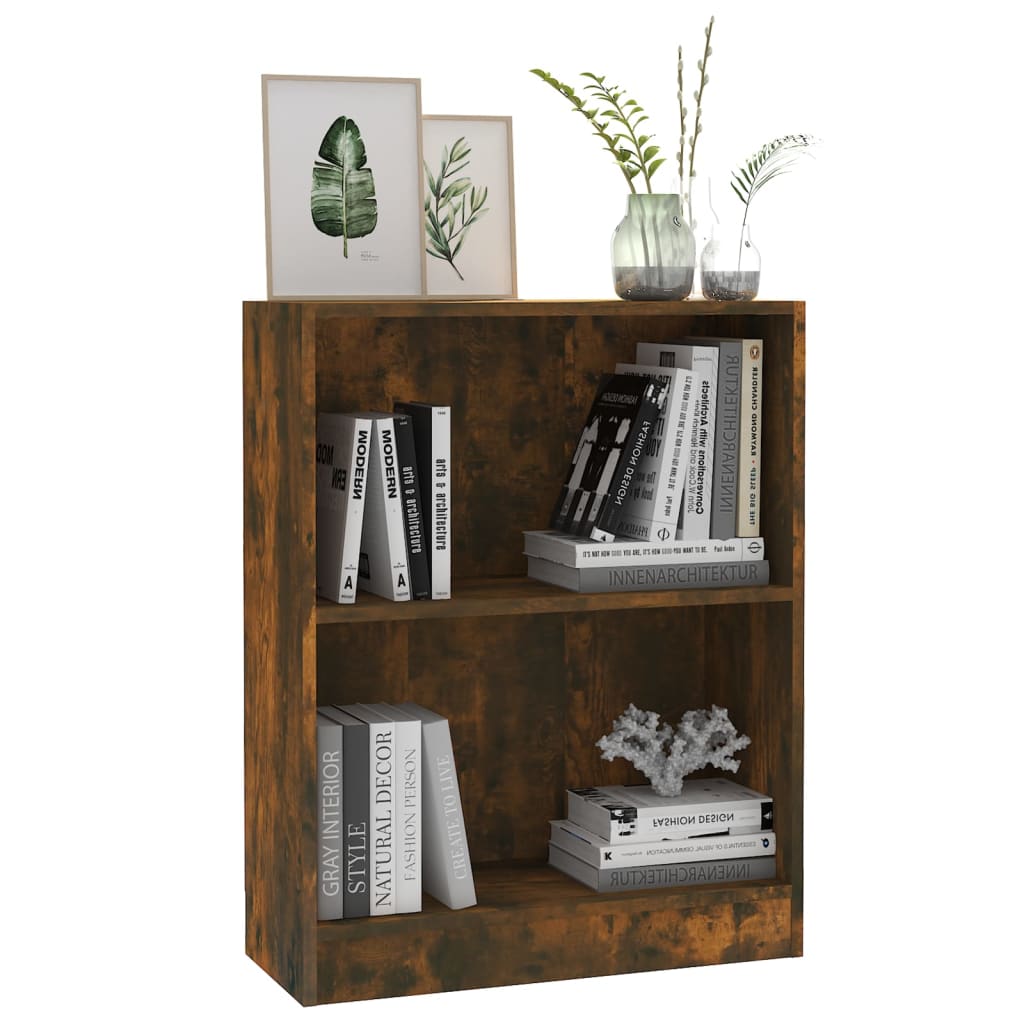 Boekenkast 60X24X74,5 Cm Bewerkt Hout Gerookt Eikenkleurig