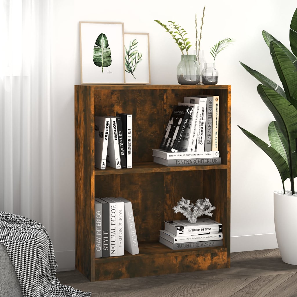 Boekenkast 60X24X74,5 Cm Bewerkt Hout Gerookt Eikenkleurig