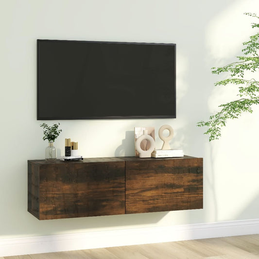 Tv-Wandmeubel 100X30X30 Cm Bewerkt Hout Gerookt Eikenkleurig
