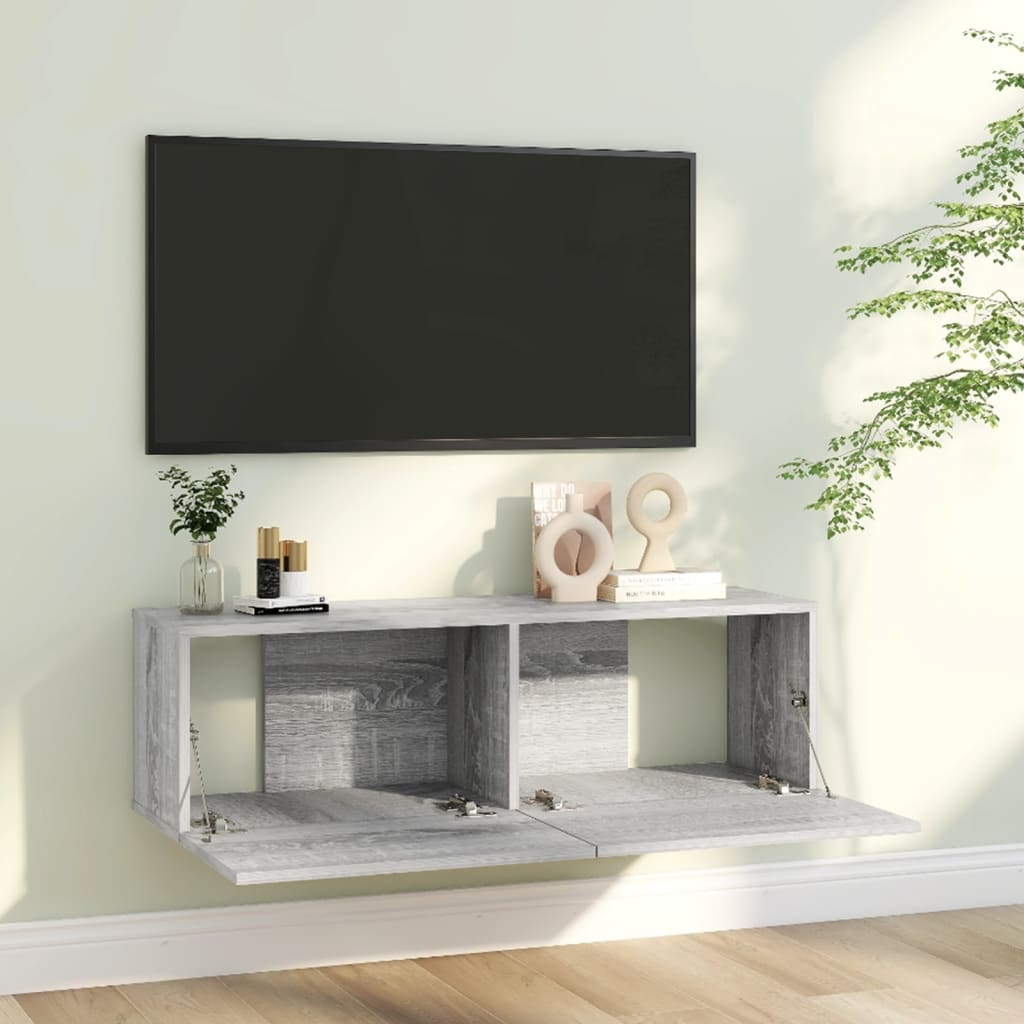 Tv-Wandmeubel 100X30X30 Cm Bewerkt Hout Grijs Sonoma Eikenkleur