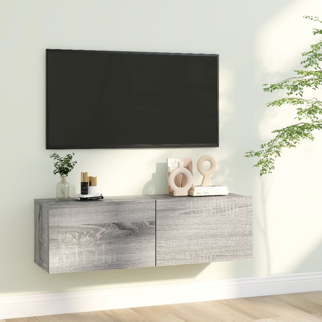 Tv-Wandmeubel 100X30X30 Cm Bewerkt Hout Grijs Sonoma Eikenkleur