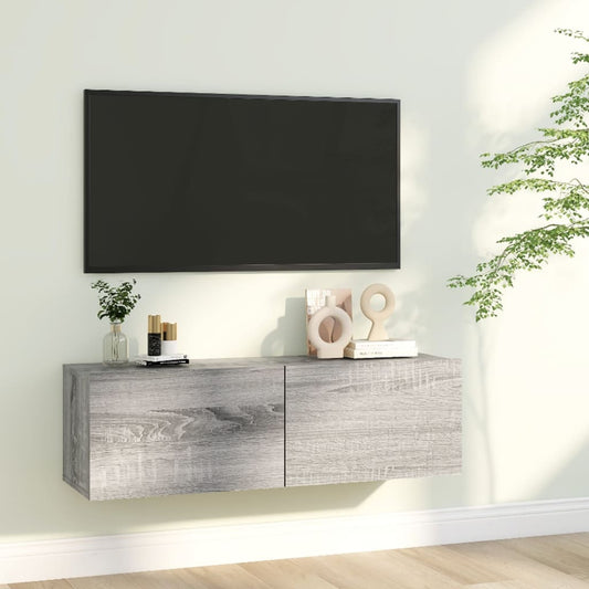 Tv-Wandmeubel 100X30X30 Cm Bewerkt Hout Grijs Sonoma Eikenkleur