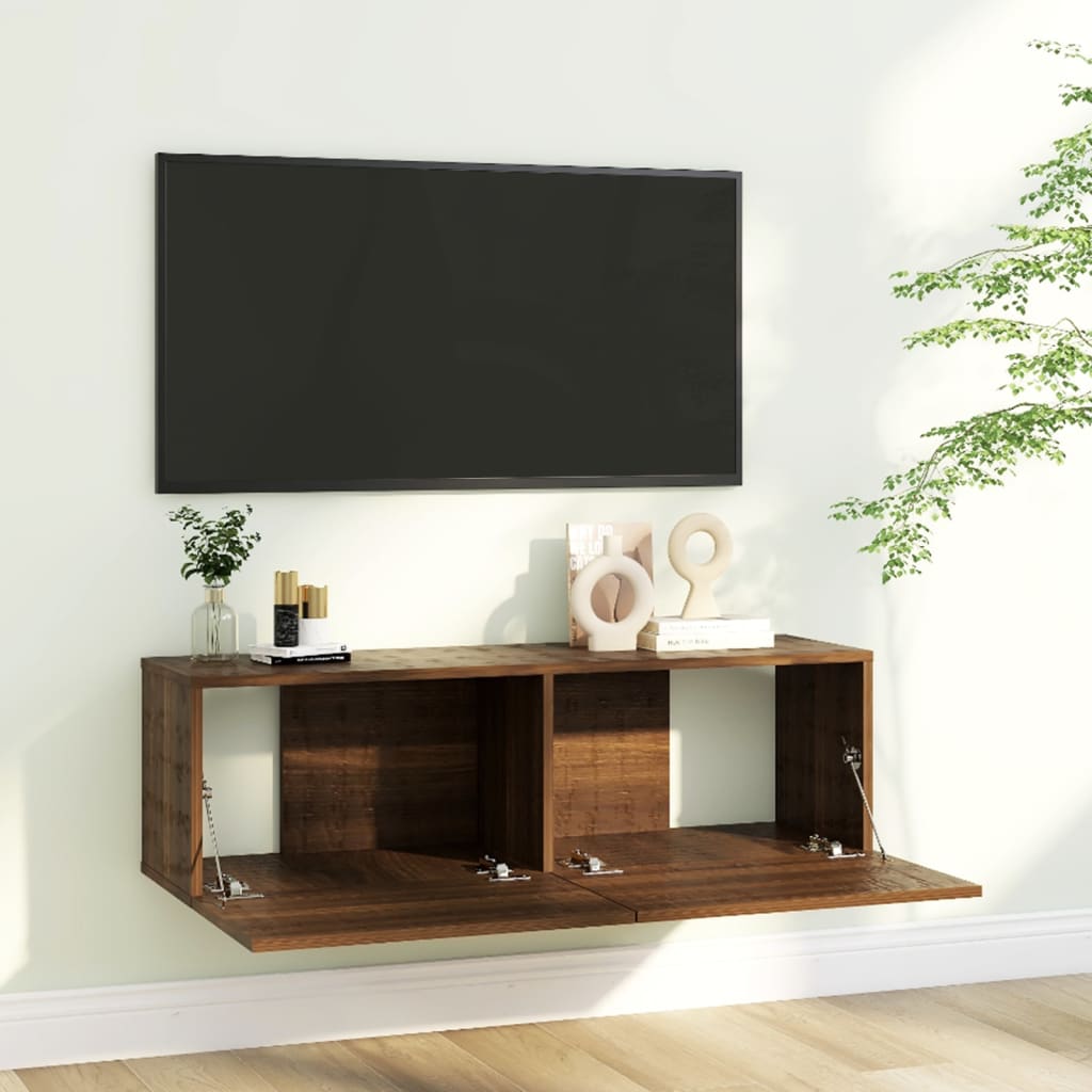 Tv-Wandmeubel 100X30X30 Cm Bewerkt Hout Bruineikenkleurig
