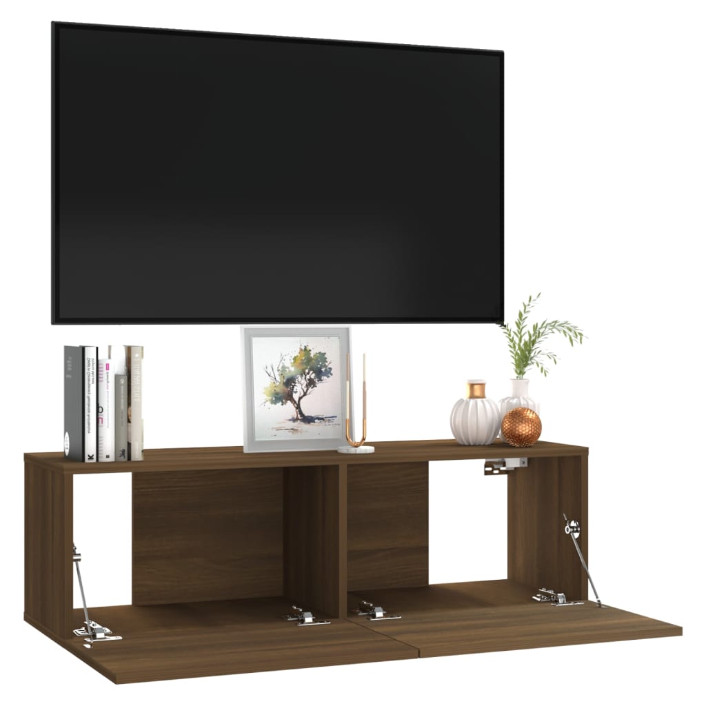 Tv-Wandmeubel 100X30X30 Cm Bewerkt Hout Bruineikenkleurig