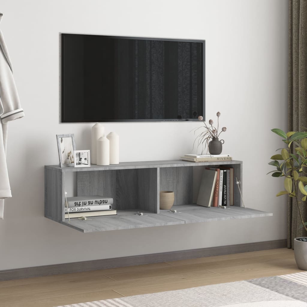 Tv-Wandmeubel 120X30X30 Cm Bewerkt Hout Grijs Sonoma Eiken