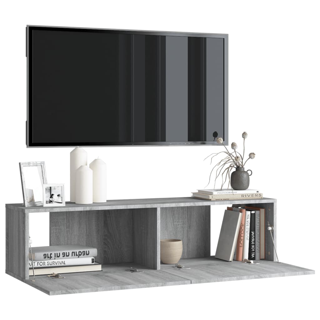Tv-Wandmeubel 120X30X30 Cm Bewerkt Hout Grijs Sonoma Eiken