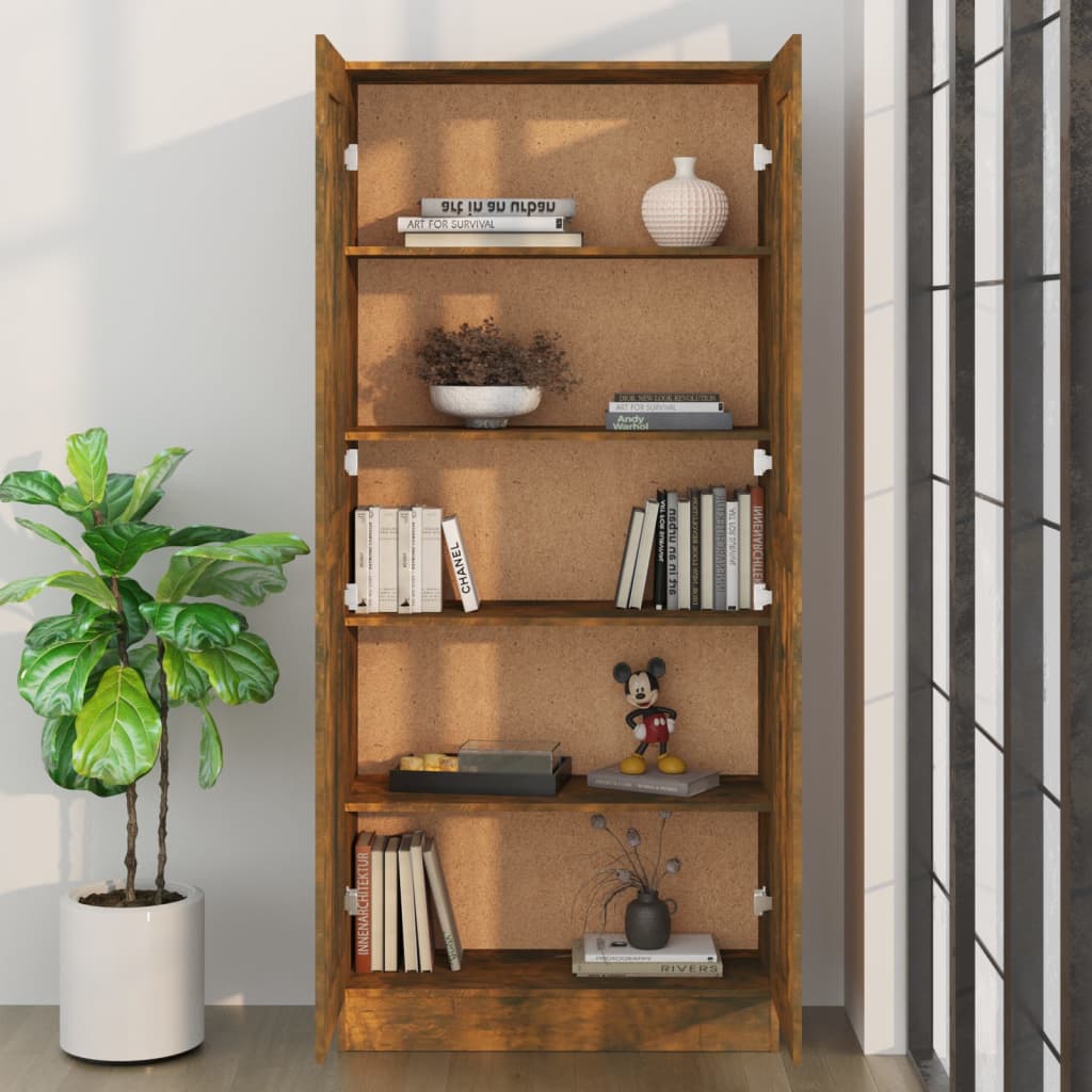 Boekenkast 82,5X30,5X185,5 Cm Bewerkt Hout Gerookt Eikenkleurig
