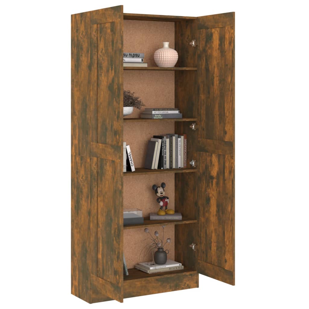 Boekenkast 82,5X30,5X185,5 Cm Bewerkt Hout Gerookt Eikenkleurig