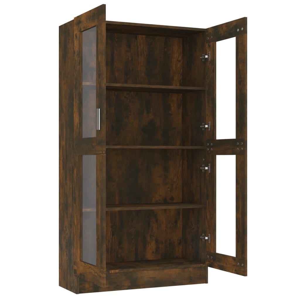 Vitrinekast 82,5X30,5X150 Cm Bewerkt Hout Gerookt Eikenkleurig