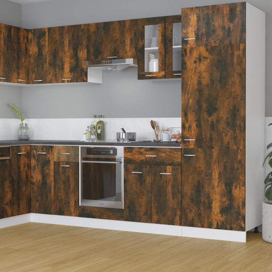 Wandkast Hangend 60X31X60 Cm Glas En Bewerkt Hout Gerookt Eiken