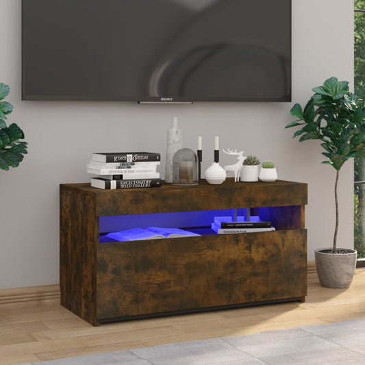 Tv-Meubel Met Led-Verlichting 75X35X40 Cm Gerookt Eikenkleurig