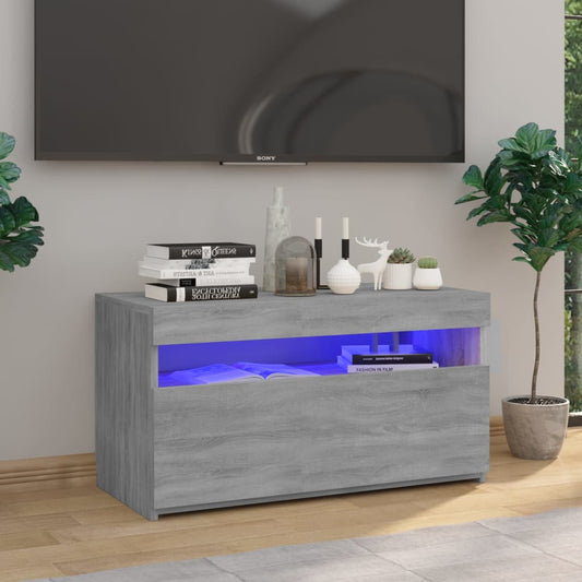 Tv-Meubel Met Led-Verlichting 75X35X40 Cm Grijs Sonoma Eiken