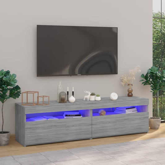 Tv-Meubelen Met Led-Verlichting 2 St 75X35X40 Cm Grijs Sonoma