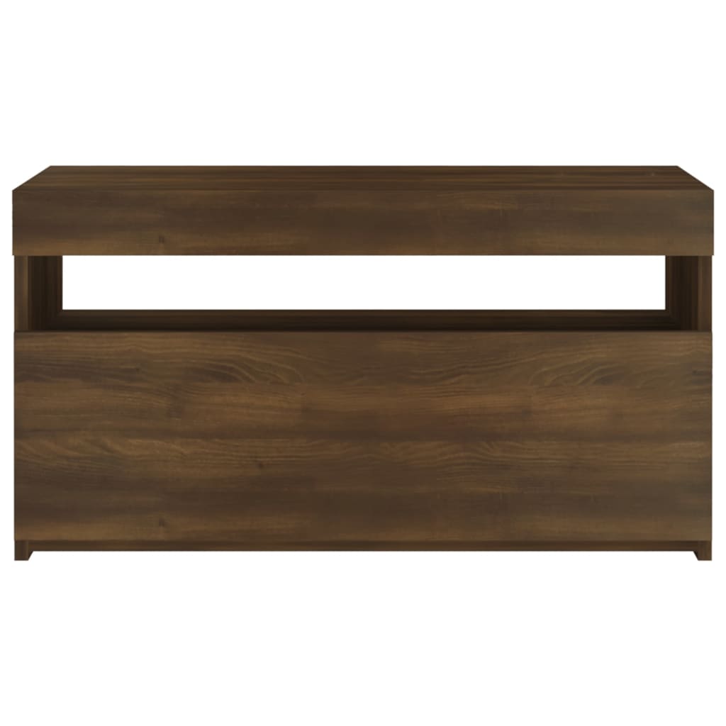 Tv-Meubel Met Led-Verlichting 75X35X40 Cm Bruineikenkleurig