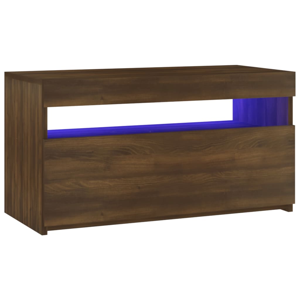 Tv-Meubel Met Led-Verlichting 75X35X40 Cm Bruineikenkleurig