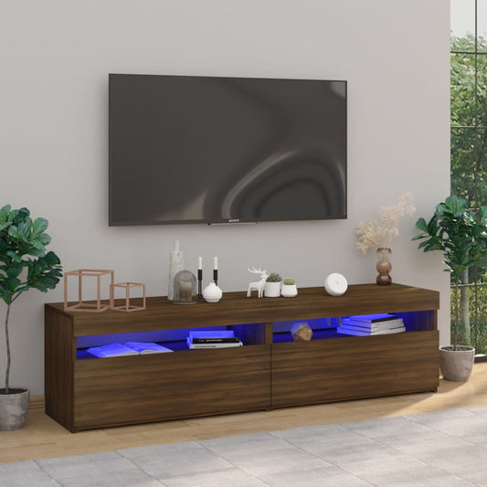 Tv-Meubelen Met Led-Verlichting 2 St 75X35X40 Cm Bruineiken
