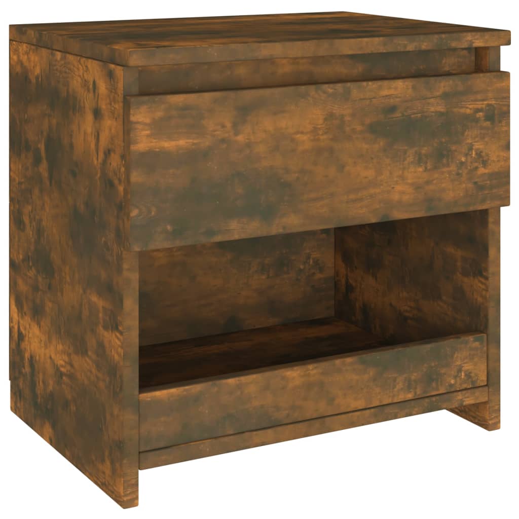 Nachtkastje 40X30X39 Cm Bewerkt Hout Gerookt Eikenkleurig