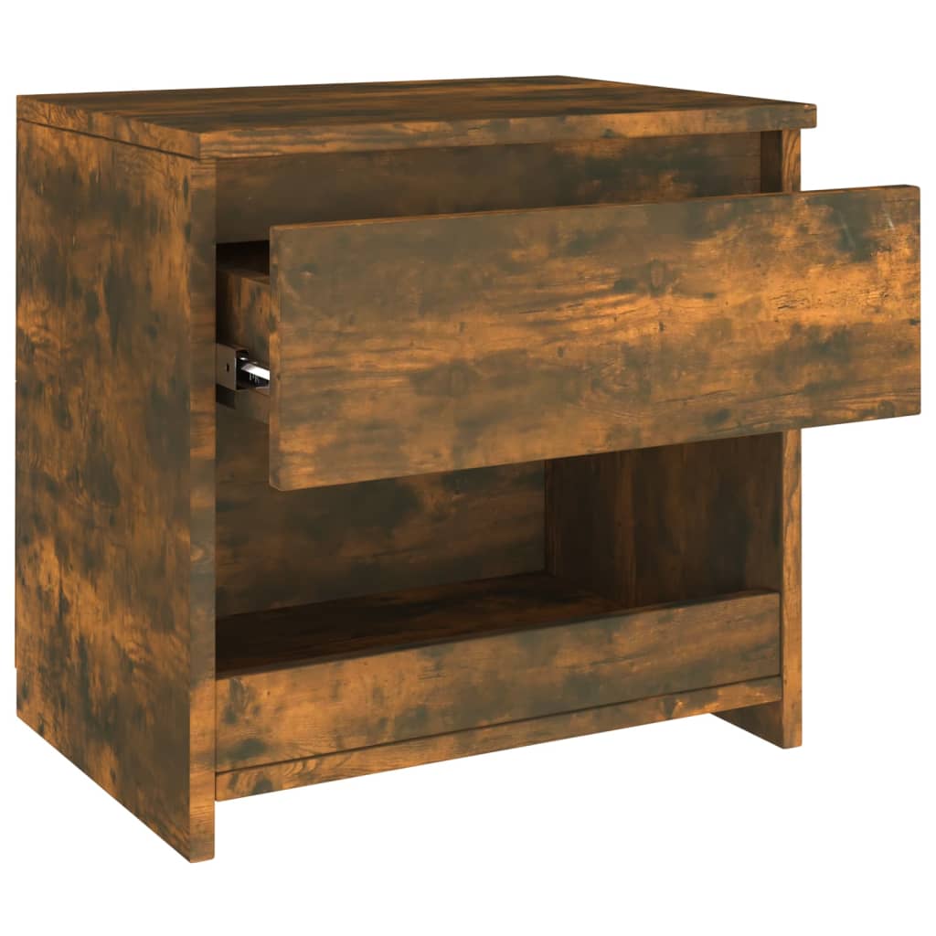 Nachtkastje 40X30X39 Cm Bewerkt Hout Gerookt Eikenkleurig