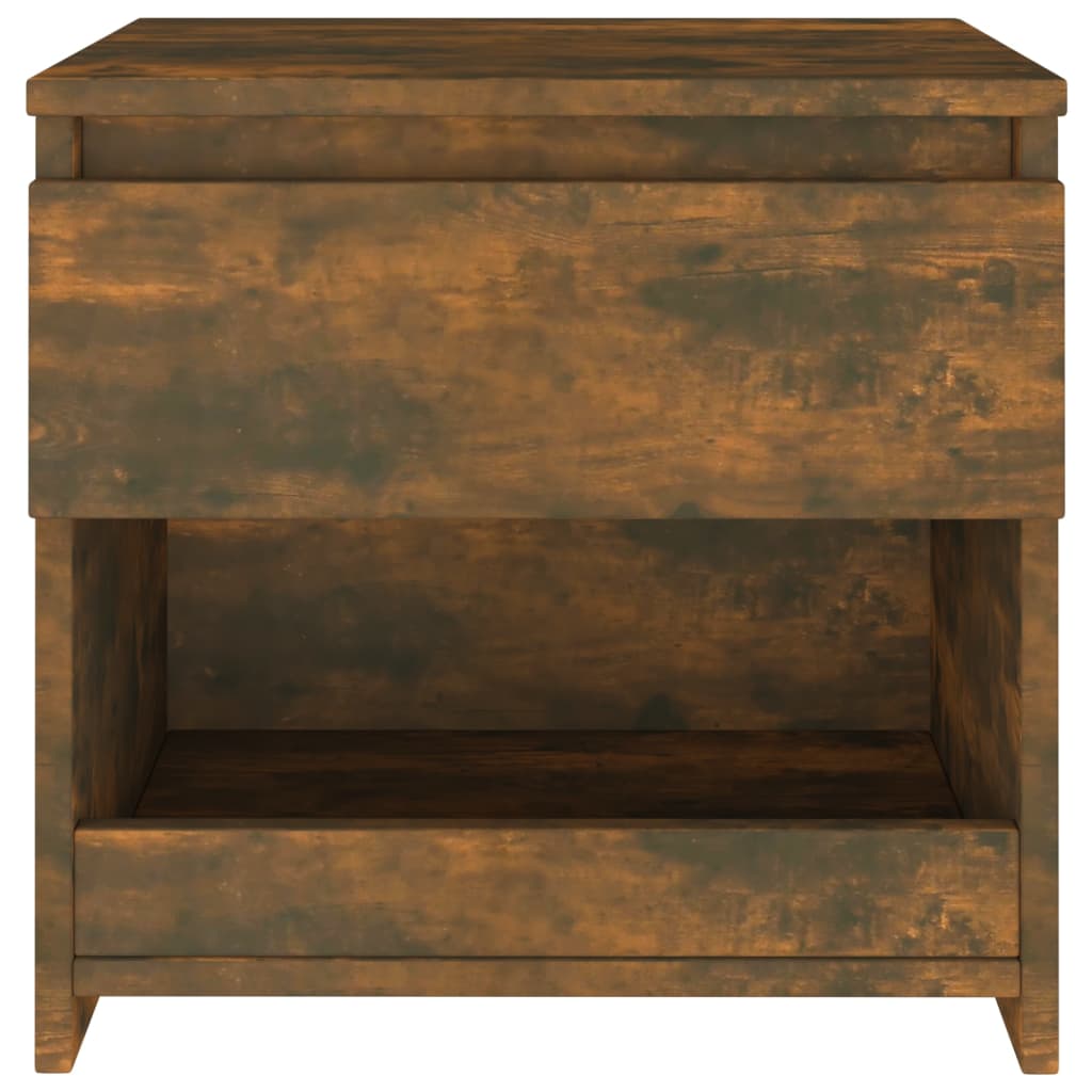 Nachtkastje 40X30X39 Cm Bewerkt Hout Gerookt Eikenkleurig