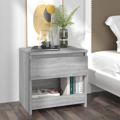 Nachtkastje 40X30X39 Cm Bewerkt Hout Grijs Sonoma Eikenkleurig