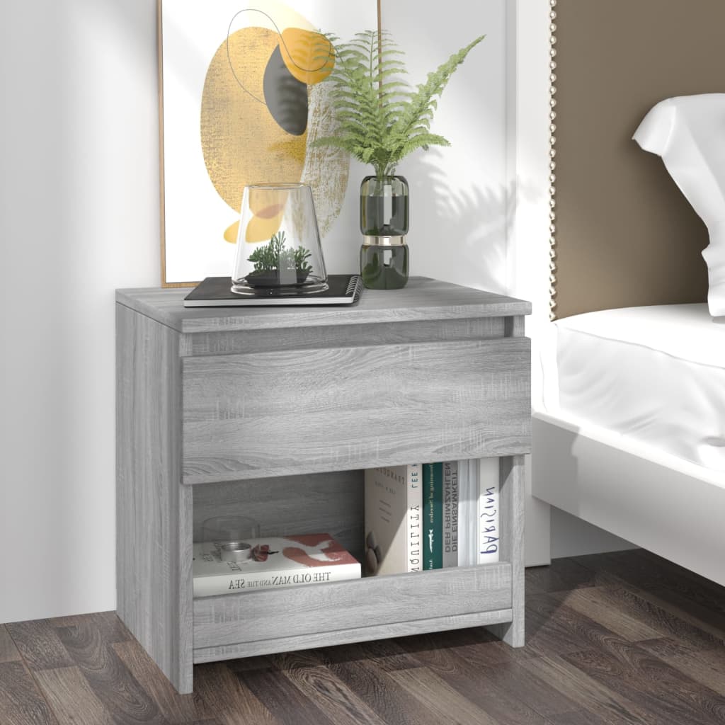 Nachtkastjes 2 St 40X30X39 Cm Bewerkt Hout Grijs Sonoma Eiken
