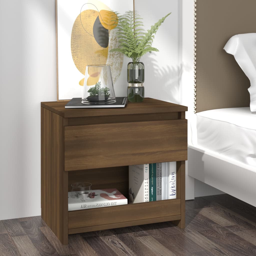 Nachtkastjes 2 St 40X30X39 Cm Bewerkt Hout Bruineikenkleurig
