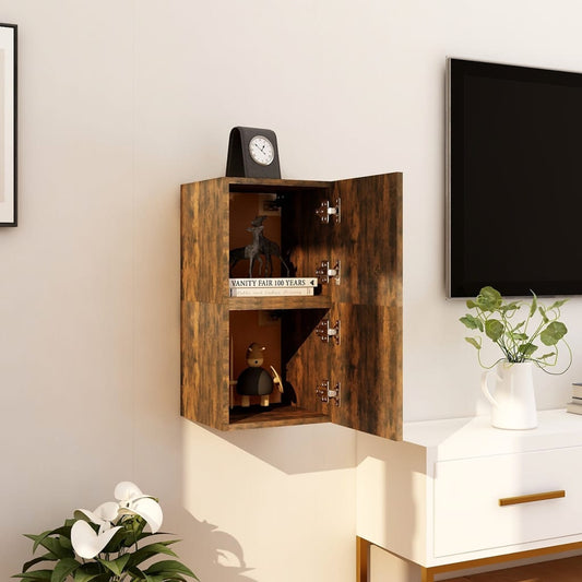Tv-Wandmeubelen 2 St 30,5X30X30 Cm Gerookt Eikenkleurig
