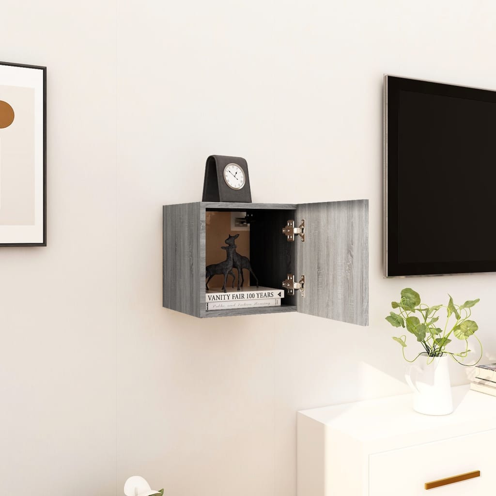 Tv-Wandmeubel 30,5X30X30 Cm Grijs Sonoma Eikenkleurig