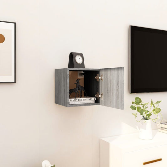 Tv-Wandmeubel 30,5X30X30 Cm Grijs Sonoma Eikenkleurig