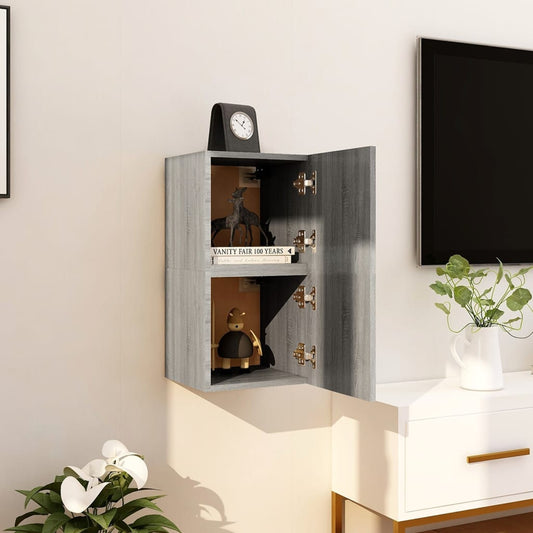 Tv-Wandmeubelen 2 St 30,5X30X30 Cm Grijs Sonoma Eikenkleurig