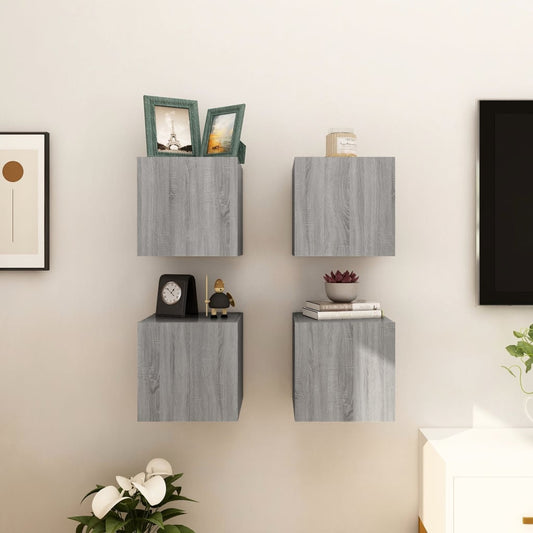Tv-Wandmeubelen 4 St 30,5X30X30 Cm Grijs Sonoma Eikenkleurig
