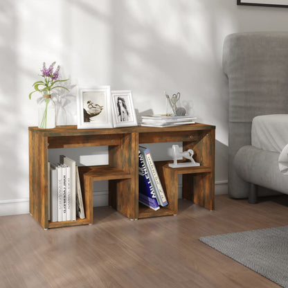 Nachtkastjes 2 St 40X30X40 Cm Bewerkt Hout Gerookt Eikenkleurig