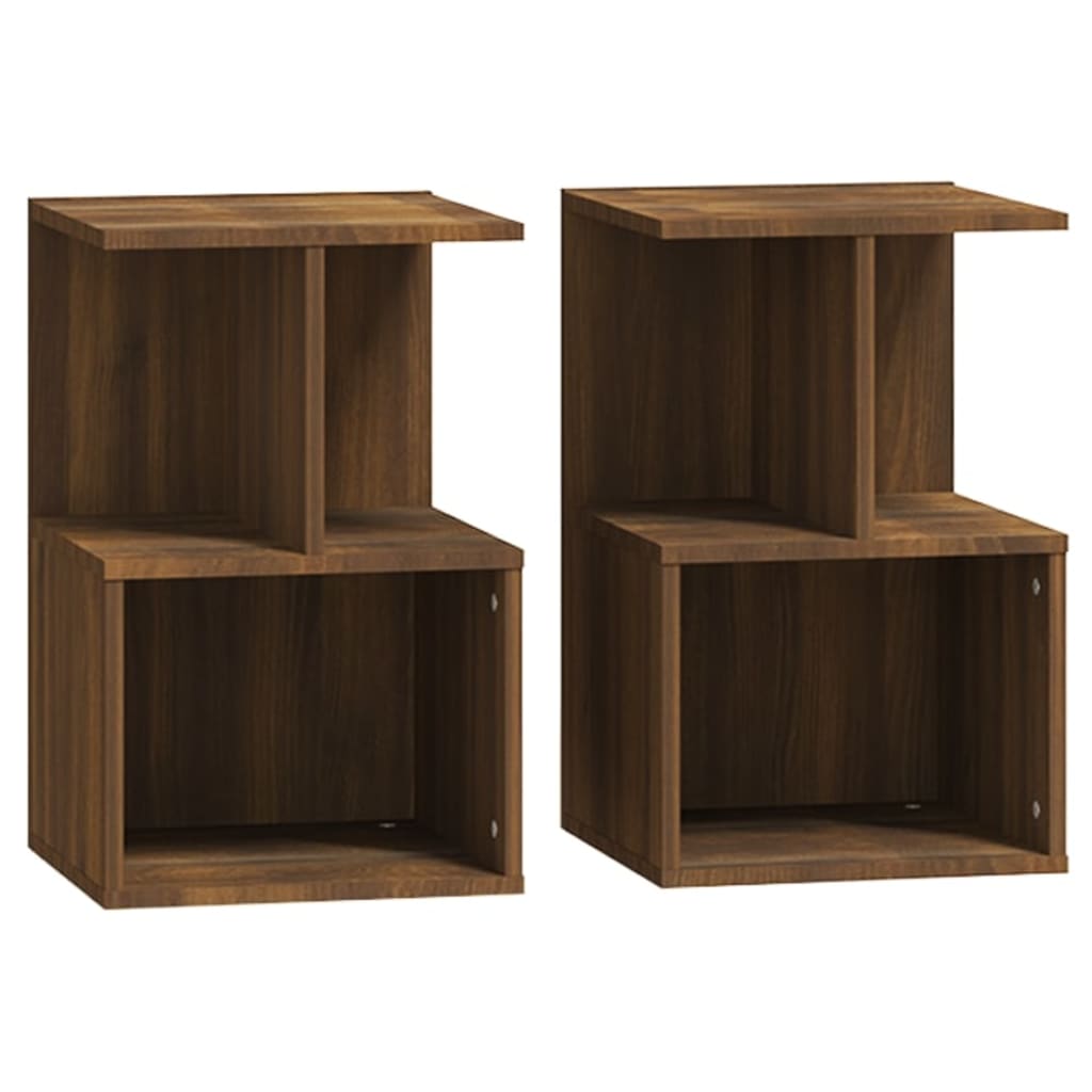 Nachtkastjes 2 St 35X35X55 Cm Bewerkt Hout Bruineikenkleurig